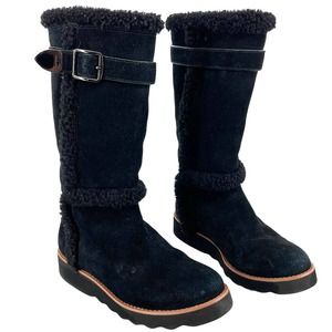 Coach Women's 6 BELMONT Suede Leather Cold Weather Winter Black tall Boots Shoes